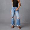 Spring and Summer Wide Leg Pants Washed, Tie Dyed, Ripped Hole High Waisted Jeans, Straight Leg Casual Pants