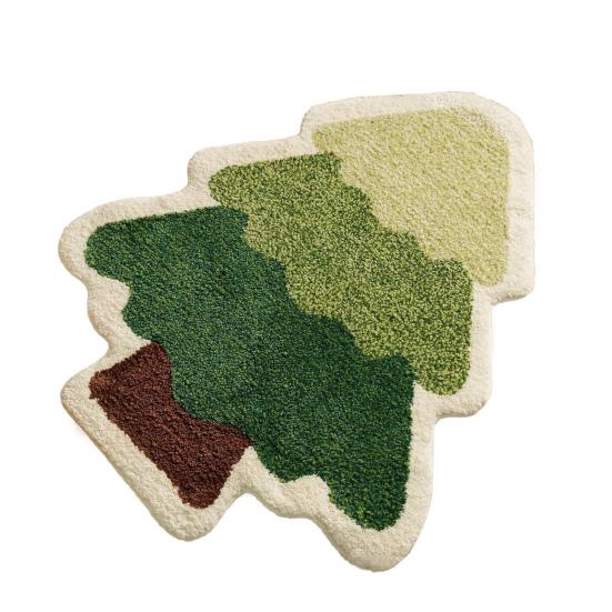 Yousheng Рождественский коврик для ванной комнаты, коврик с дизайном в форме рождественской елки и Санта-Клауса, водопоглощающий коврик для пола, домашний декор для кухни, гостиной, ванной комнаты