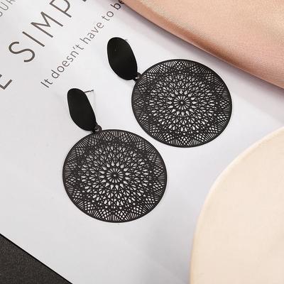 Новые богемные черные серьги-капли с ажурным узором для женщин, большие эффектные серьги, модная бижутерия, подарки