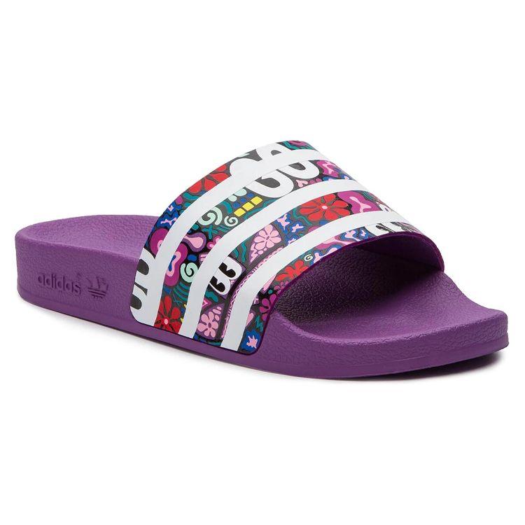 Adidas Originals Comfortable Casual Rubber Sole Non-Slip Slide Sandals Women Footwear Purple CG6468