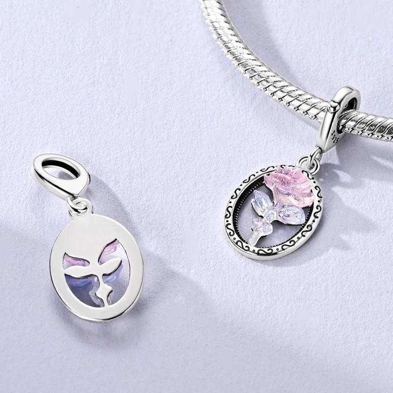 New Original Copper Charms Bead Luminous Rose Cat Planet Star Moon Pendant Fit Women Bracelet Necklace Jewelry Gift