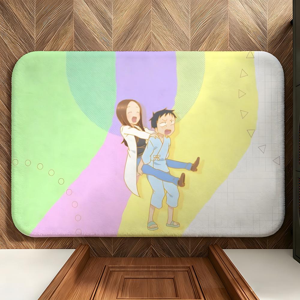 Anime t-Takagi-san Floor Mat Soft Flannel Floor Mat Suitable for Entryways, Living Rooms, Bedrooms, and Bathrooms