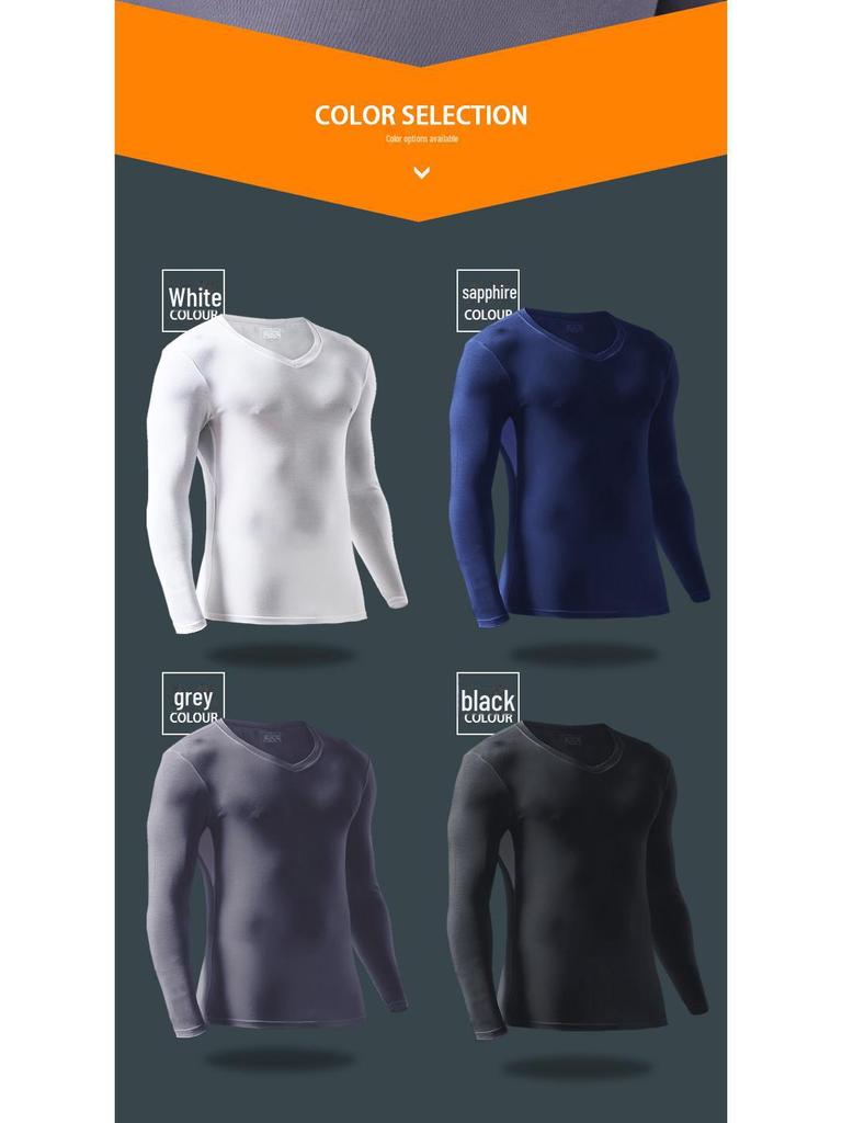Men's Slim V-Neck Thermal Shirt – Breathable Mesh Base Layer for Autumn/Winter