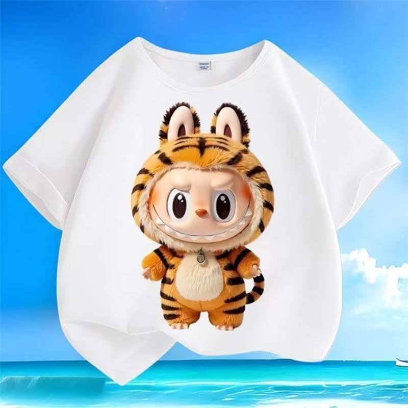 Labubu Cartoon 3d Printed Kids T Shirts Funny Boy Girls Short-Sleeved Top Casual Trend Child Clothing