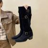 Piaohong Versatile Retro Style Thick Heel Thick Sole 2025 Autumn and Winter New Boots Women's Western Knight Boots
