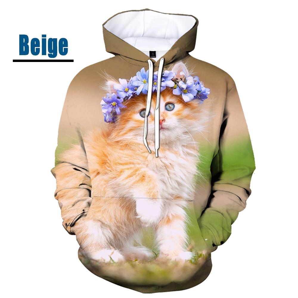 New Fashion Cat Hoodies 3D Animal Cat Printed Hoodie Casual Men Women Hooded Pullovers