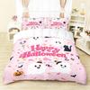 Pink Ghost Pattern Duvet Cover Set 3pcs Halloween 1 Duvet Cover+2 Pillowcases No Core. Soft and Comfortable Bedding Set
