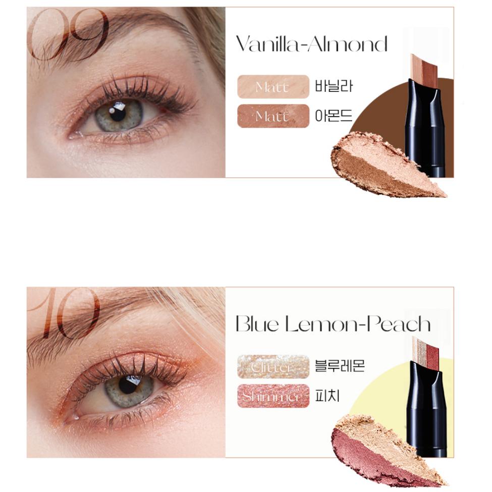 ELROEL Двойные тени-карандаш Blanc – 1,4 г, 4 вида/Двойные оттенки, Макияж, Корейская косметика, Kbeauty