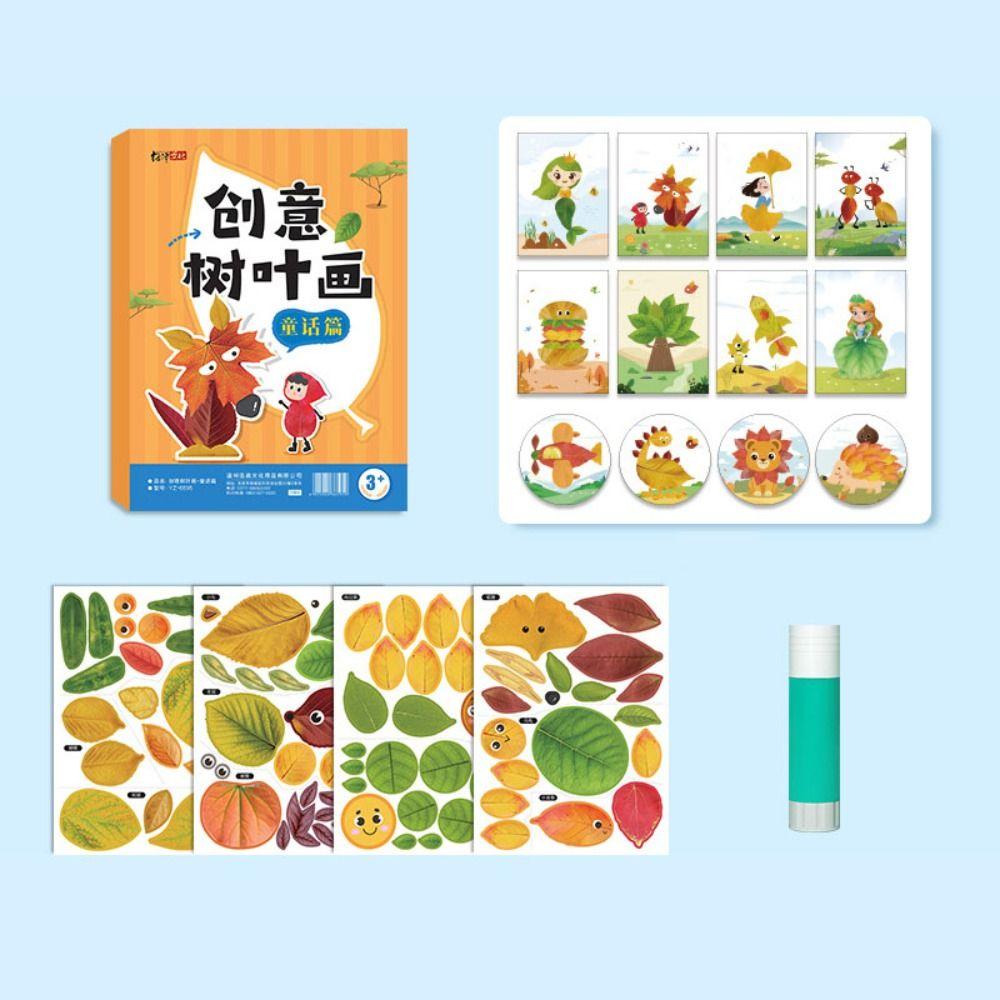 Educational Toys Leaf Painting Sticker Books Paper Cartoon Sticker Book  Toddlers
