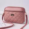 Yogodlns Women PU Leather Wave Embroidered Small Shoulder Bag Simple Solid Color Multi-layer Heart Decor Phone Crossbody Bag