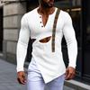 Men V Neck Long Sleeve Cutout Irregular Casual Slim T-shirts Undershirts
