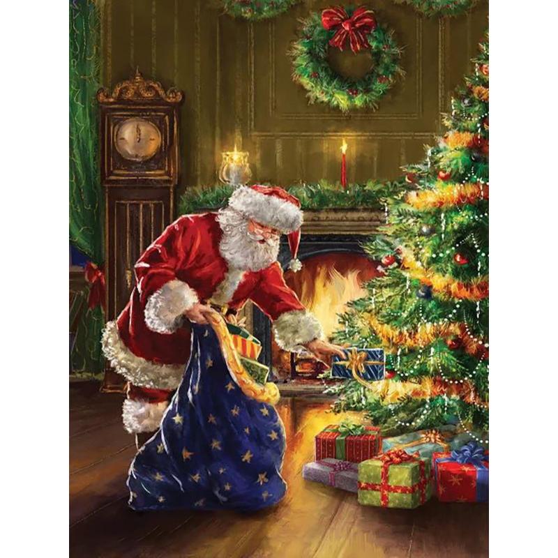 5D DIY Алмазная Живопись Милый Санта Клаус Полная Круглая Выкладка Вышивка Мозаика Искусство Картина Стразы Рождественский Подарок Домашний Декор