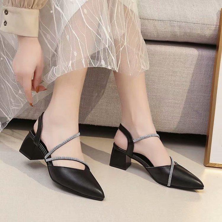Fashion Sandals Fairy Wind 2021 New Summer Bag Head Thick Heel Rhinestone High Heel with Skirt Women's Shoes