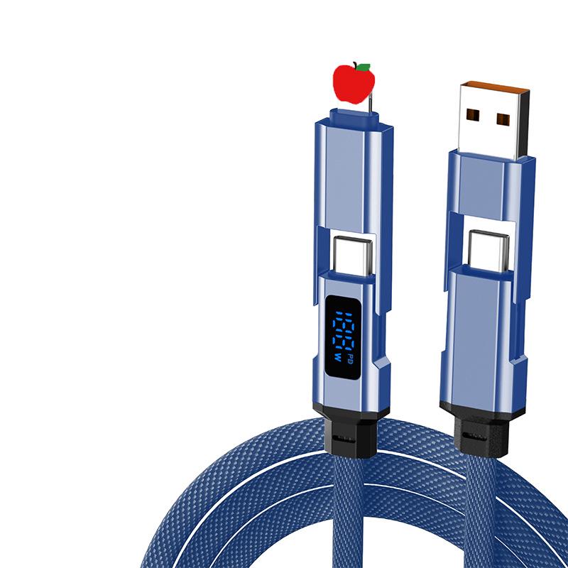 Быстрый 120 Вт 4-в-1 Кабель для передачи данных для Apple 15/16 и Huawei, двойной Type-C, 6A