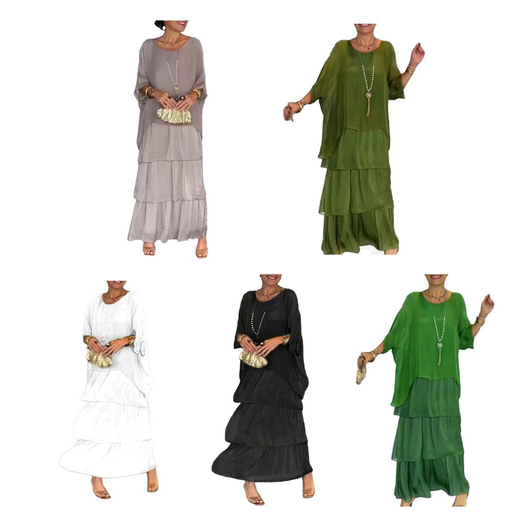 Вечернее платье Yousheng, многослойное, с разбросанным подолом, короткими рукавами, макси-платье, рукавами «летучая мышь», мешковатым круглым вырезом, шифоновое платье для выпускного вечера