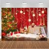CHAIYA 7x5ft Christmas Backdrops Red Christmas Backdrop Family Kids New Year Backdrop for Party Decorations CY-183