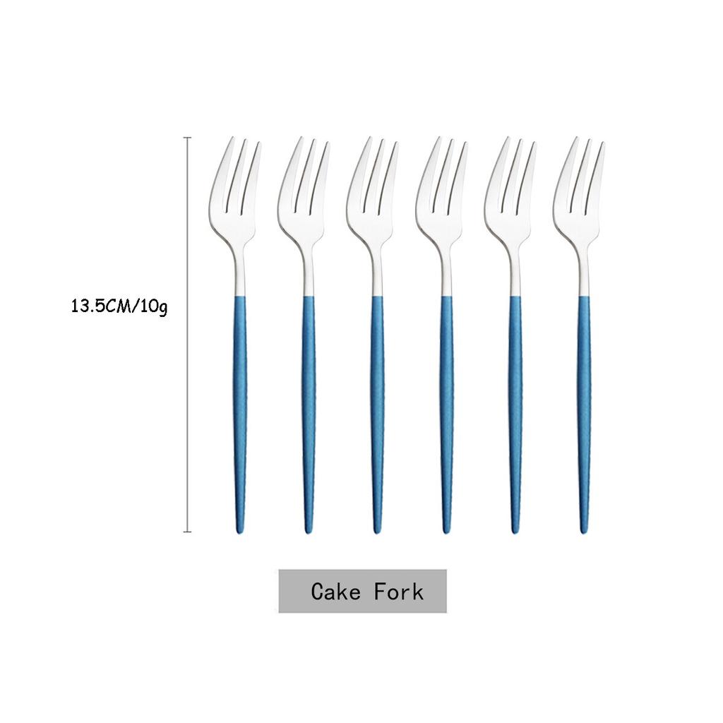 6Pcs/Set Tea Cake Snack Fork Dinnerware Cutlery Colorful Fork Set Mirror Stainless Steel Tableware Dessert Fruit Fork Silverware