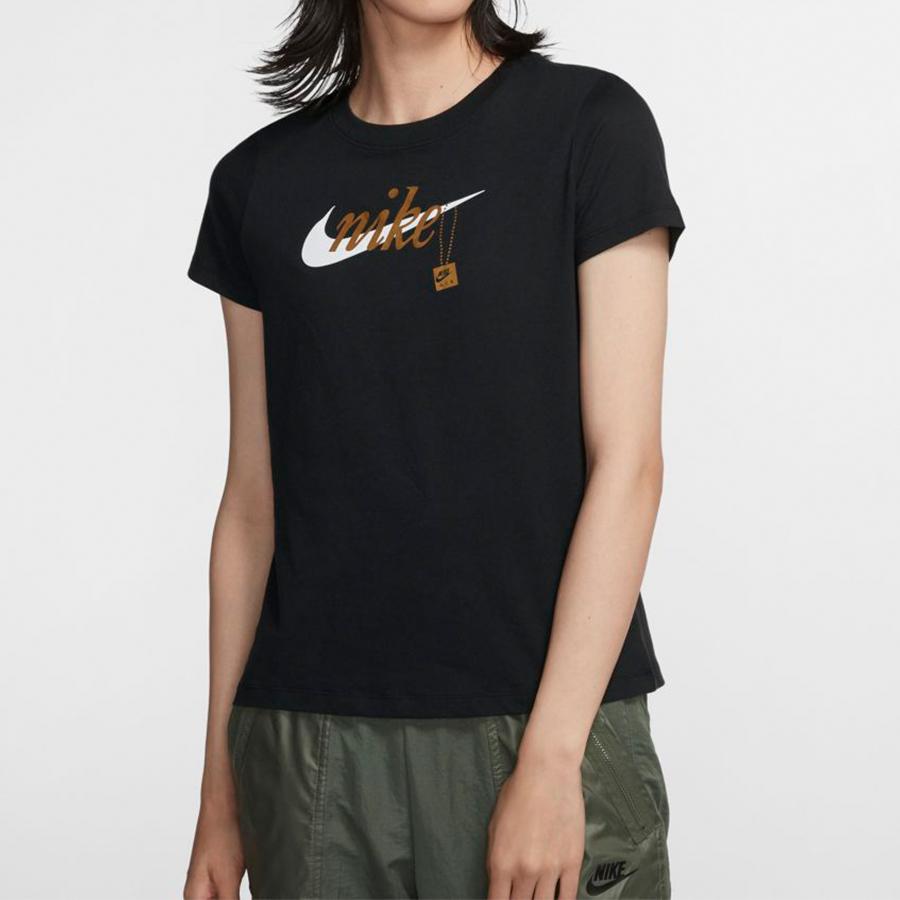 Nike Short Sleeve Crew Neck T-Shirt Women Tops Black CJ7915-010