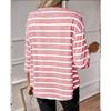 Women's Medium Sleeve Crew Neck Striped T-Shirt Loose Top