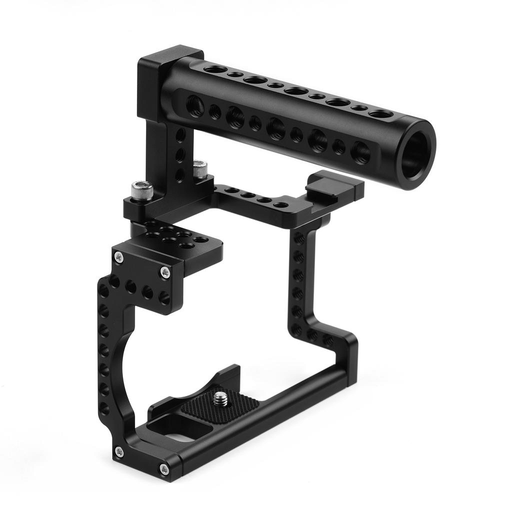 Anoder Camera Cage with Grip Handle Aluminum Alloy with Cold Shoe 1/4 3/8 Holes Compatible with