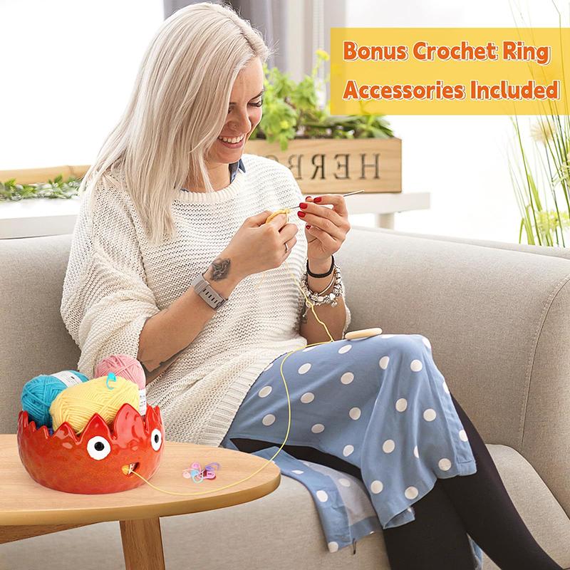 Чаша для пряжи «Пламя» для вязания крючком - Милые керамические чаши для вязания крючком, идеальные подарки для вязальщиц