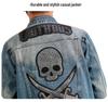 Xintang Men's Rhinestone-Studded Denim Jacket - Plus Size, Heavy Embroidery, Loose Fit Outwear