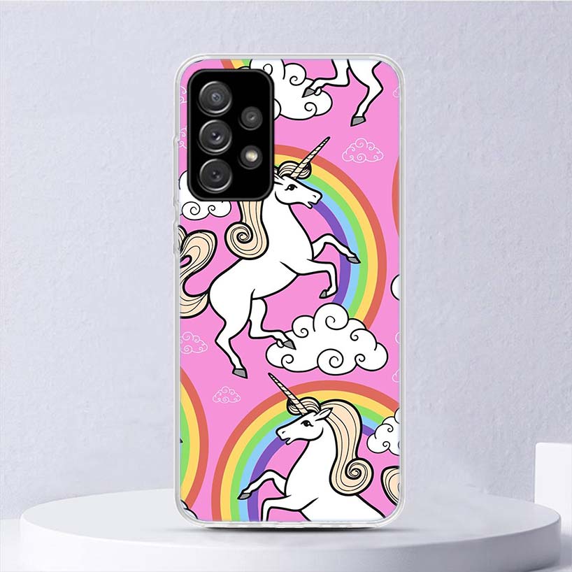 Pink Unicorn Rainbow Soft Case For Samsung Galaxy A15 A14 A13 A12 A55 A54 A53 A52 Phone Cover A35 A32 A33 A25 A23 A22 A05S A04S