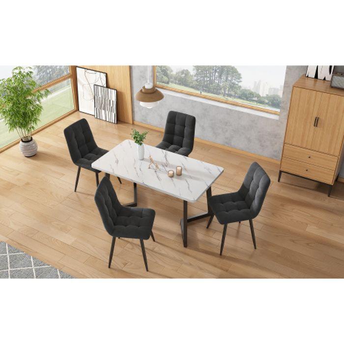 Chaises de salle à manger - MUVOE - Ensemble de 4 - Velours gris foncé - Design contemporain - Châssis en métal