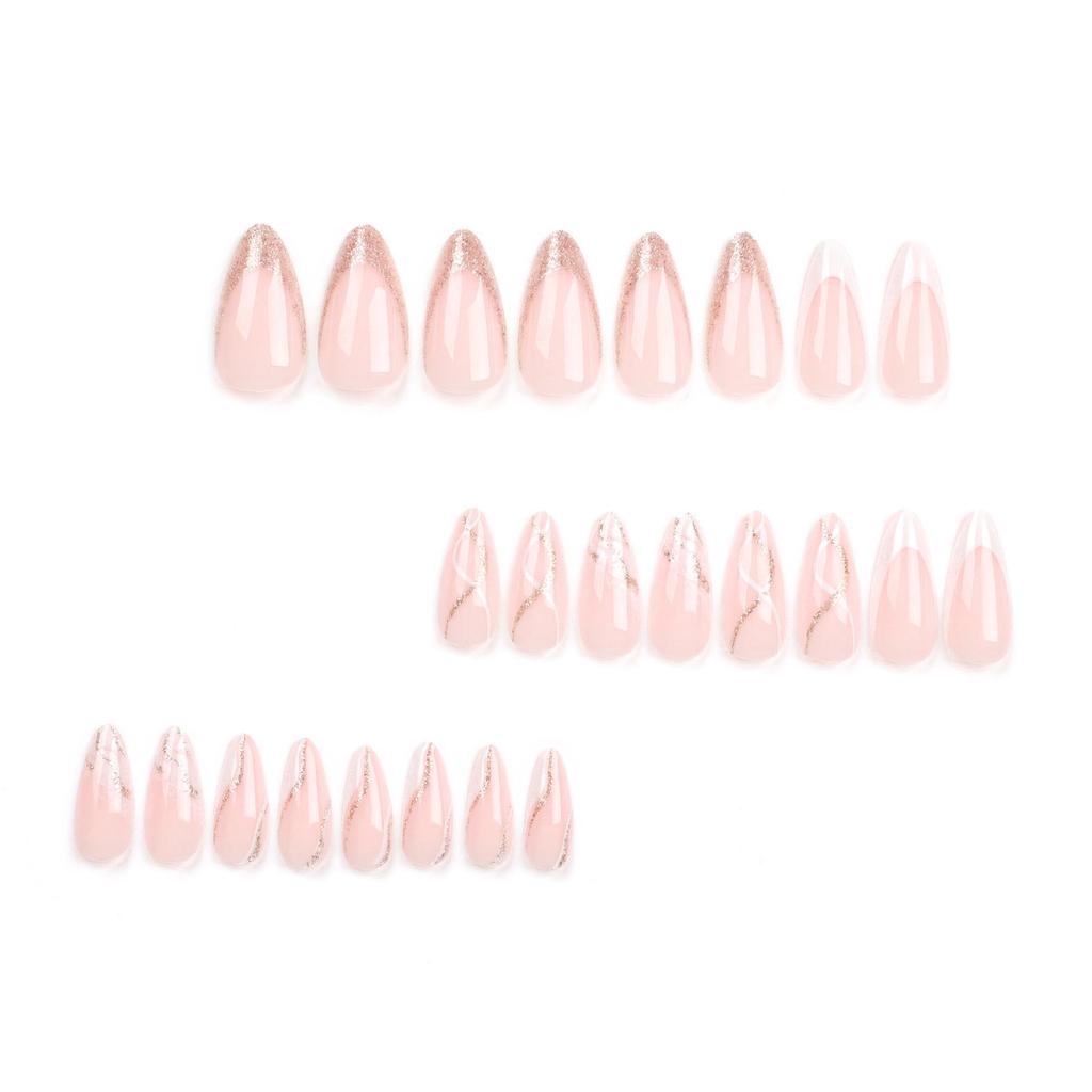 Наклейки для французского маникюра со блестящей полоской, средней длины - 24 шт.
