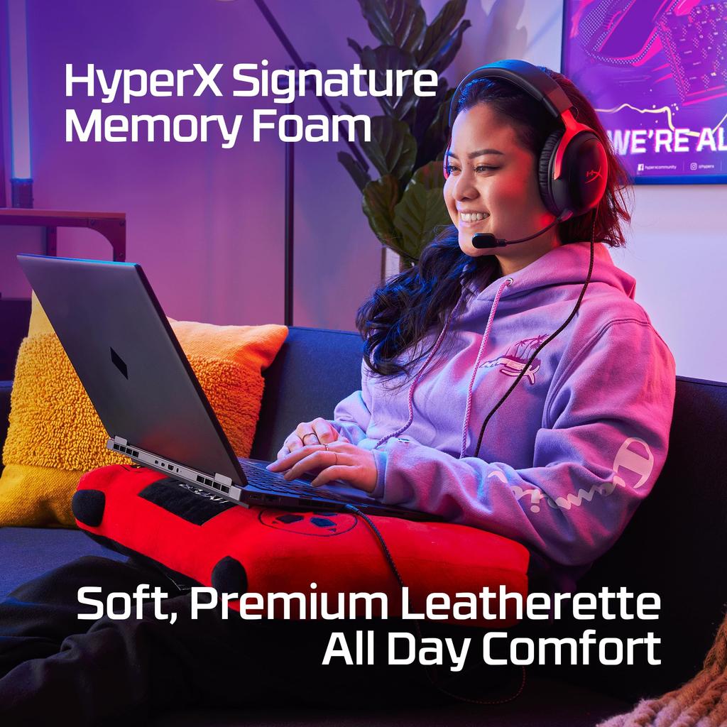 HYPERX HyperX Cloud III Gaming Headset DTS Spatial Audio with 53mm Driver Cloud II Comfort Xbox Nintendo Mobile 727A9AA HeadphoneX Black-Red PC, PS5,