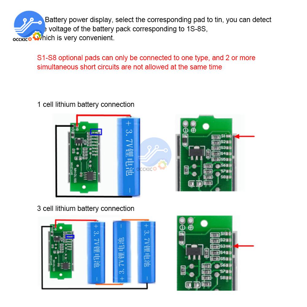 1S-8S 3-34V Модуль индикатора емкости литиевой батареи Тестер мощности аккумулятора электромобиля Li-ion 1-8S Низковольтный звуковой сигнал