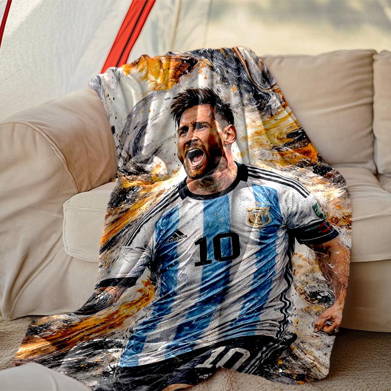 1pc Snug Football Star Messi Blanket, Lightweight & Durable Print Blanket, Perfect for Home, Couch, Bed, Picnic, Travel, Office