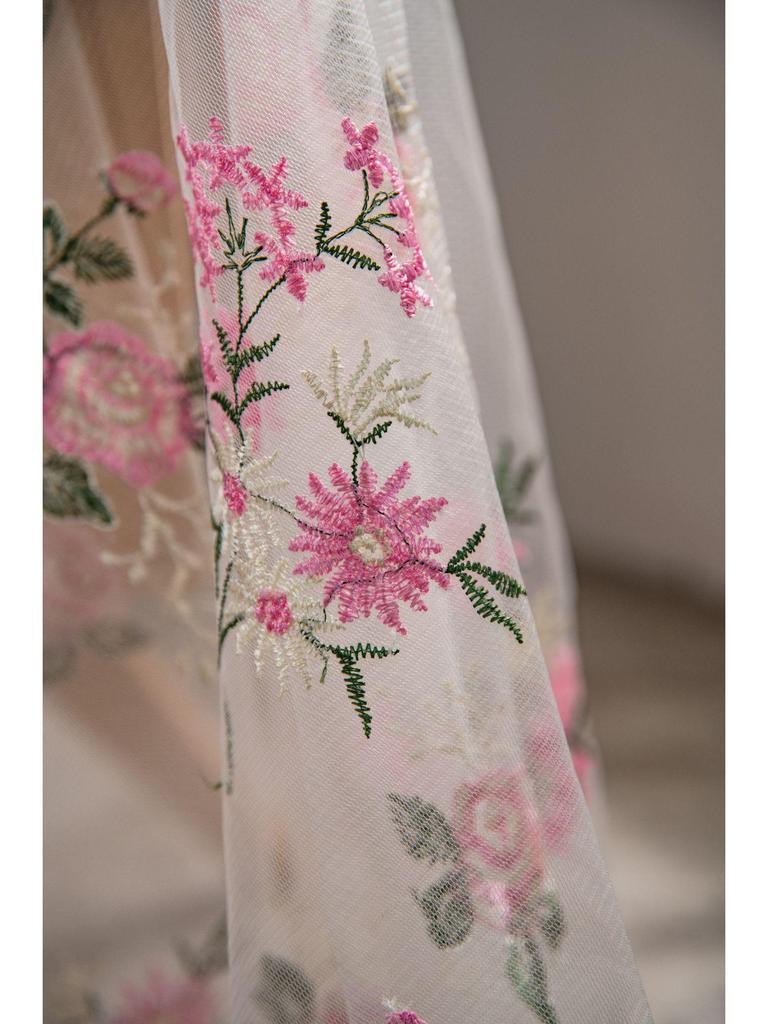 Imanqi Yun Розовая скатерть с цветочной вышивкой и фон для фотосъемки торта