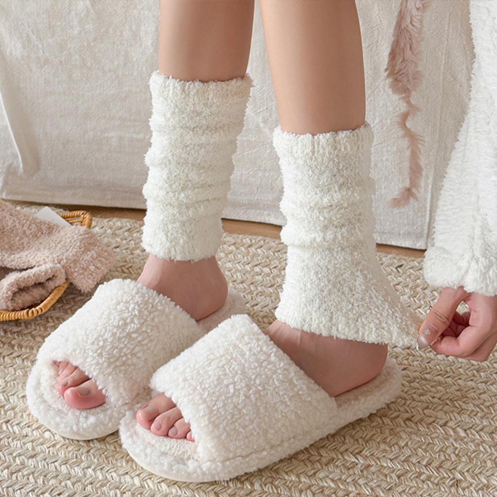 Мягкий наколенник от артрита, согревающий ногу, для бега, защита колена, длинные носки, женский, осенне-зимний, согревающий, коралловый флис, толстые гетры для ног