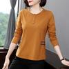 Women's Spring and Summer T -shirt Middle -aged Base Shirt Pure Cotton Long Sleeve Loose Top Fashion New Middle -aged Mothers Clothes