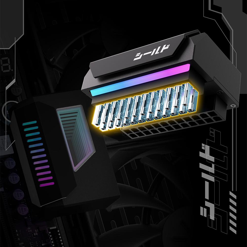 Кабель питания материнской платы, модульный, с ARGB-подсветкой «Бесконечное зеркало», ATX 24-контактный адаптер питания с угловым разъемом 180 градусов