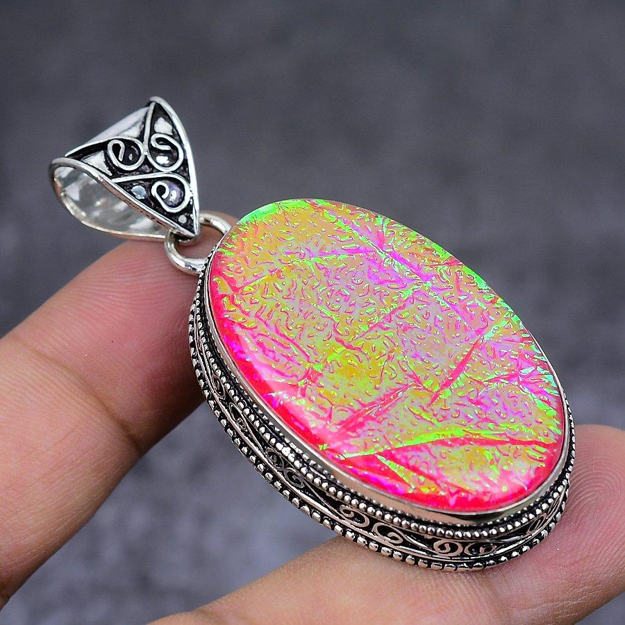 Подвеска из натурального розового триплетного опала из стерлингового серебра 925 пробы 2,25 дюйма A2s11
