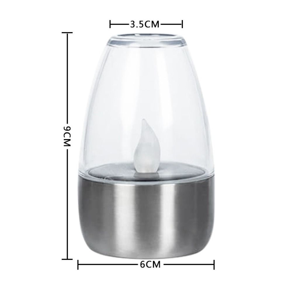 Солнечный свет в форме свечи, светодиодный светильник из нержавеющей стали, прочный чайный светильник, сад