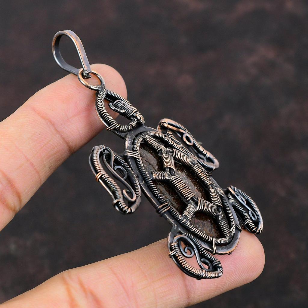 Подвеска из кости динозавра, обернутая медной проволокой, подвеска в виде черепахи, ювелирные изделия из кости динозавра из меди, кулон ручной работы, драгоценные камни для подарков