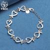 925 Sterling Silver Full Love Heart Chain Bracelet Jewelry