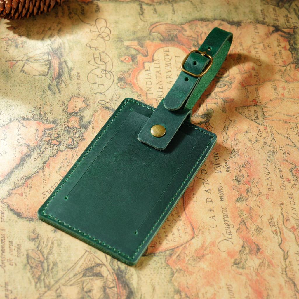 2025 Винтажная бирка для багажа из натуральной кожи Прямоугольная дорожная подвесная бирка Персонализированный держатель для посадочного талона для авиаперелетов/деловых поездок