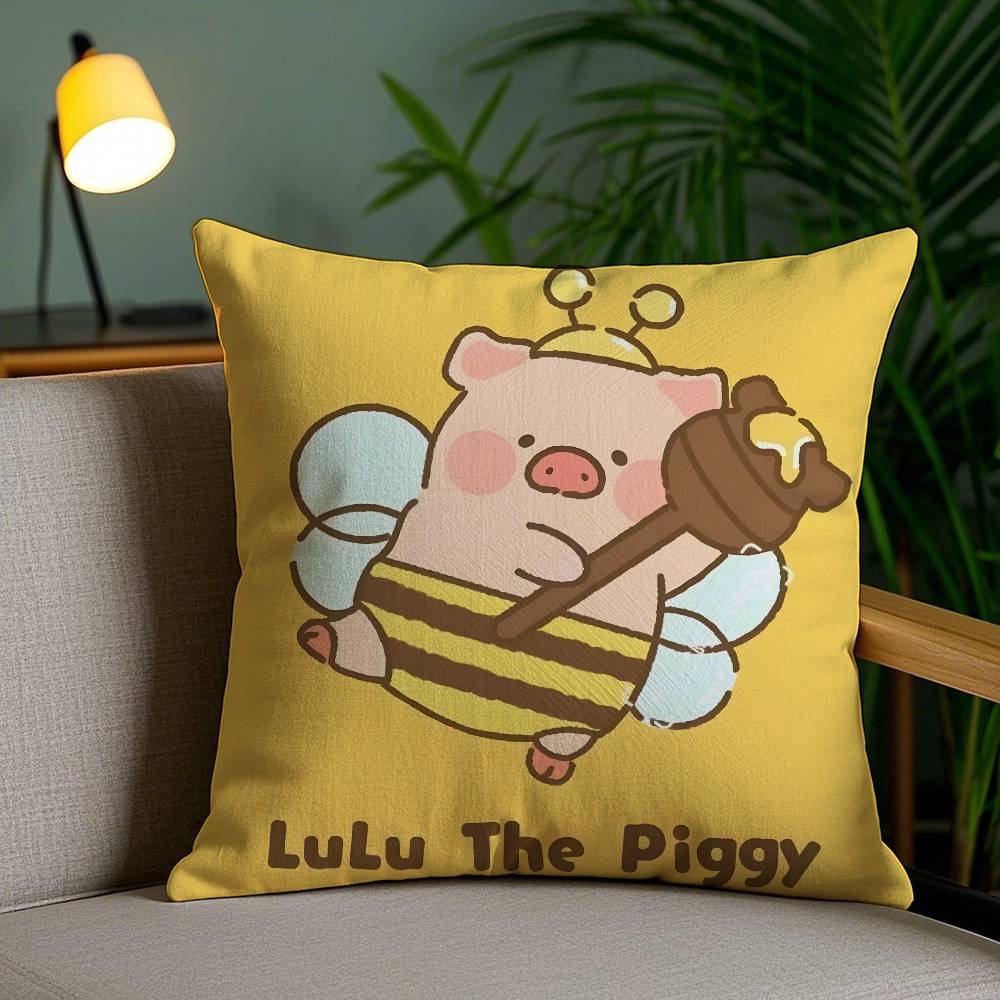 Мультяшная наволочка L-Lulu Pig Розовый Чехол на Подушку Противопылевой Невидимая Молния Диван-Кровать