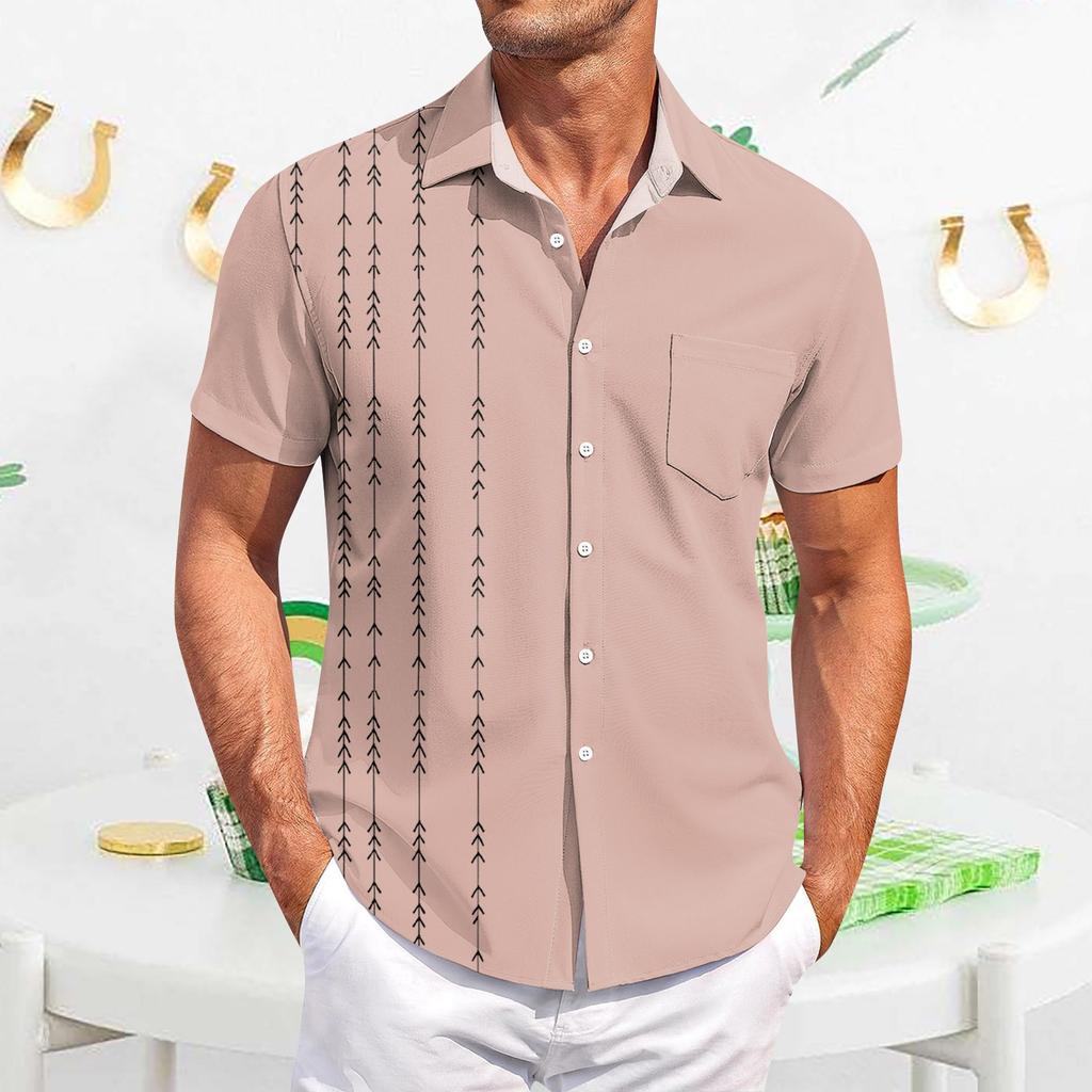 Men's Casual Short-sleeved Shirt Slim Fit Stylish Men's Print