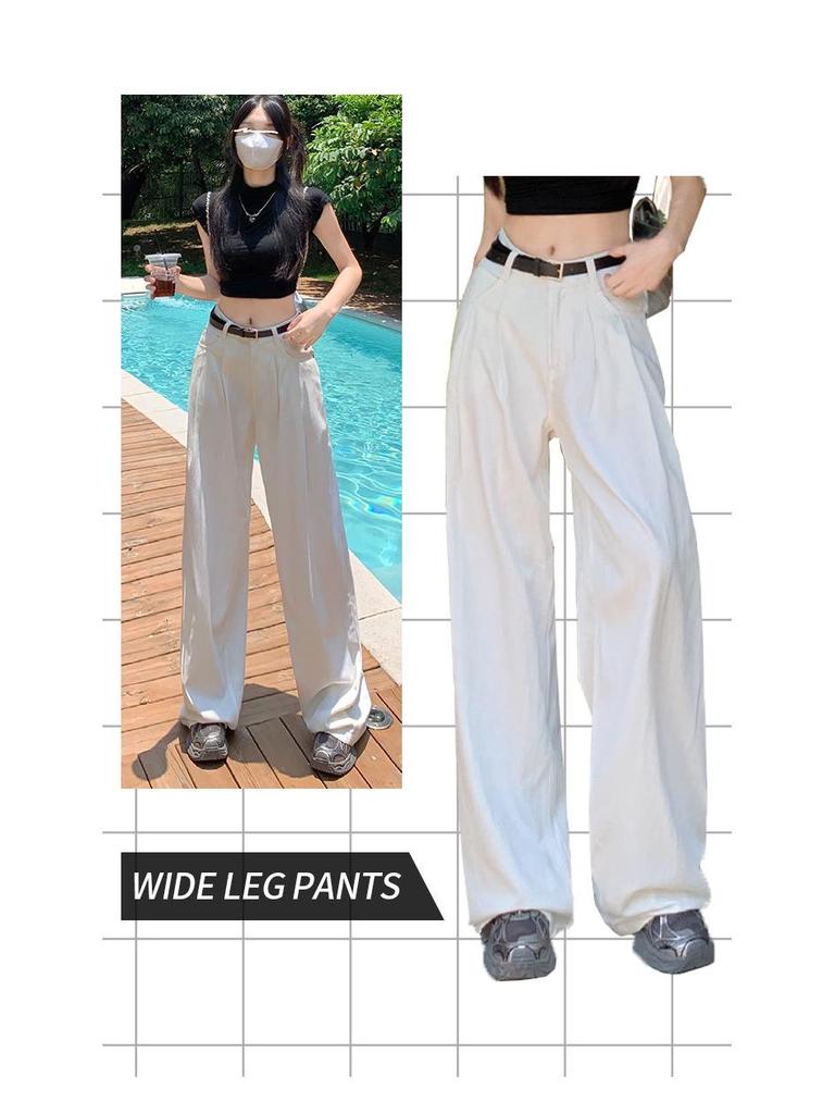 White High-Waist Wide-Leg Jeans: 2023 Hot Trend, Loose & Slim Fit Drape Mopping Pants