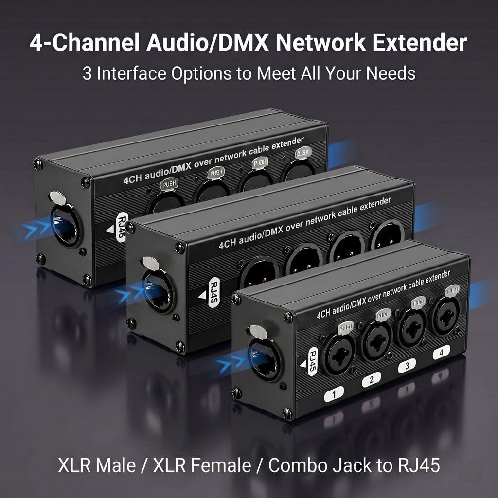 Аудиоудлинитель Ethernet RJ45: 4-жильный удлинительный кабель XLR "папа" - "мама"