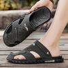 Slippers Men's 2025 New Summer Outdoor Breathable Two Wear Bag Head Sandals Men's Leather Soft Sole Driving Beach Shoes