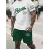 New Men's 3D Printed T-shirt Set Harajuku Fashion T-shirt Short-sleeved + Shorts Two Sets Plus Size Leisure Sports Suit