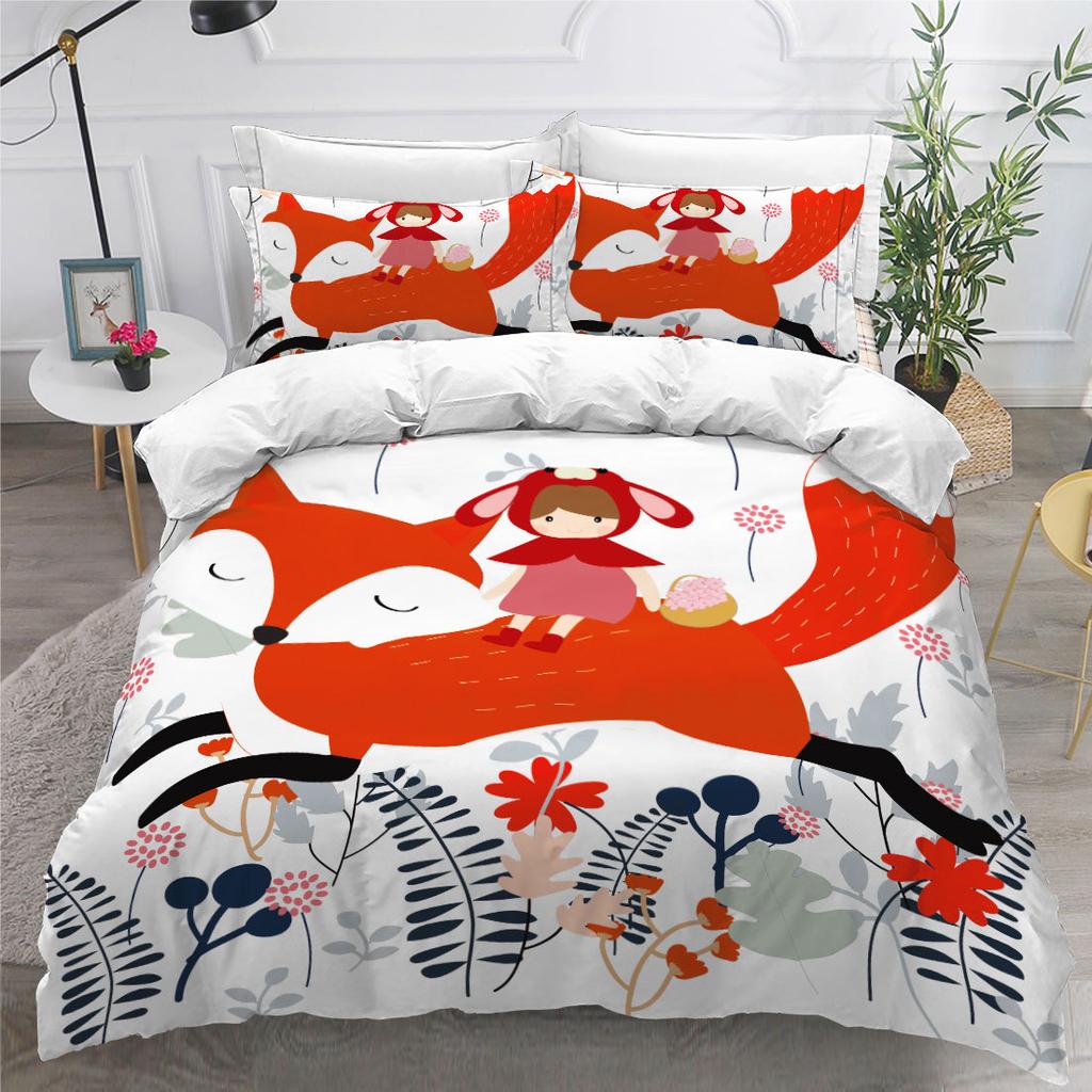 3D Cartoon Animal Bedding Set with High-definition Digital Printed Duvet and Pillowcase 2/3 Pieces Suitable for Children's Room and Home Decoration