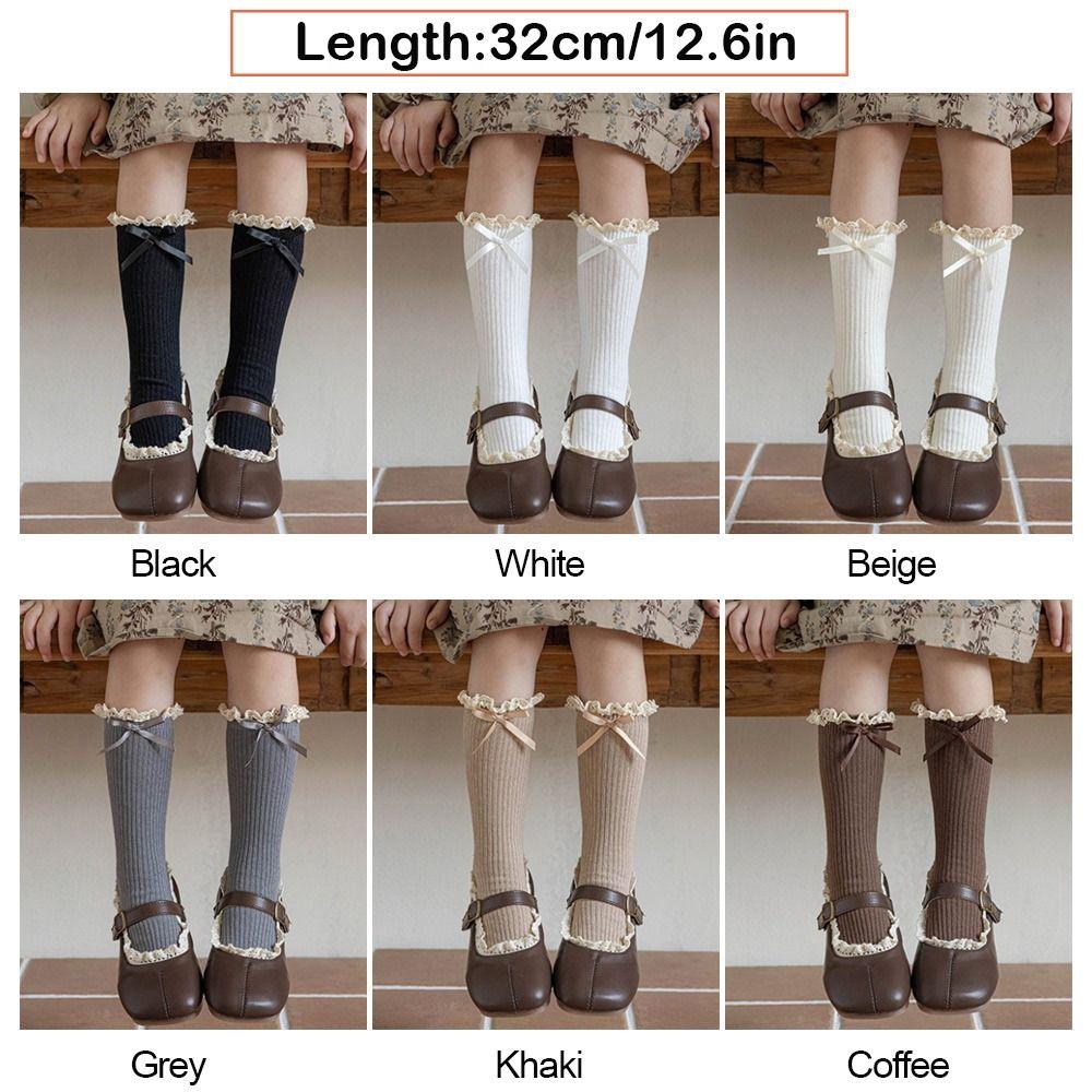 Cotton Bowknot Stockings Bowknot Girl Long Socks Baby Dress Lolita Sock