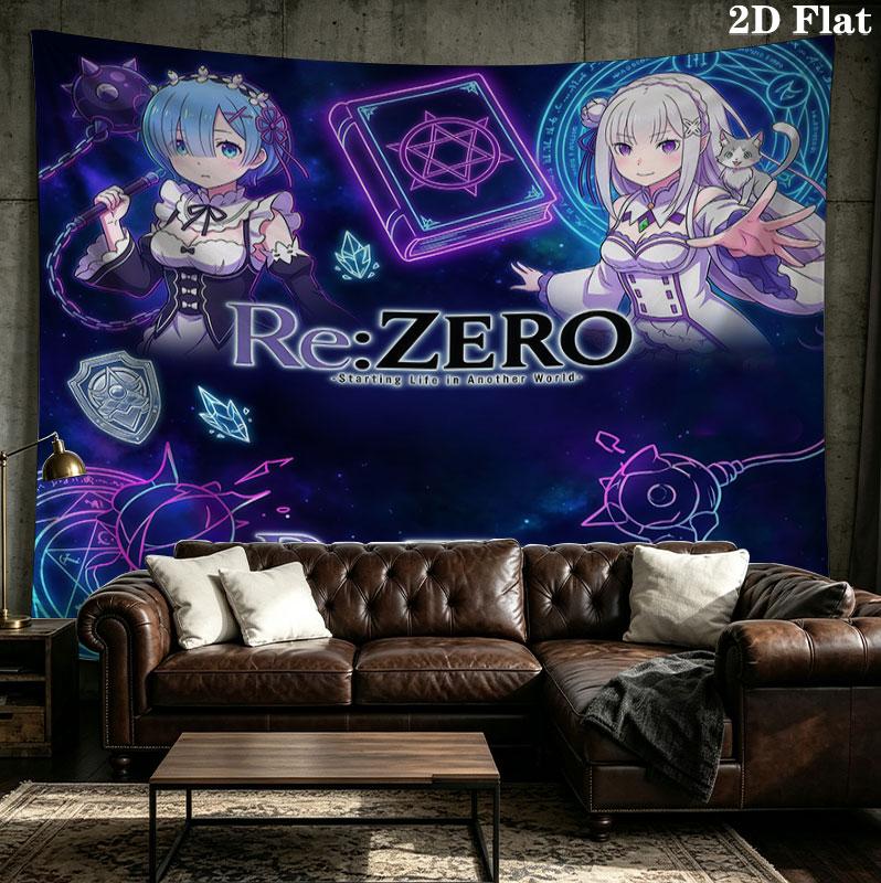 Re Zero Настенный Гобелен Эстетичный Настенный Подвес Печатная Тканевая Покрывало Декоративные Гобелены Для Спальни Гостиной Домашний Декор